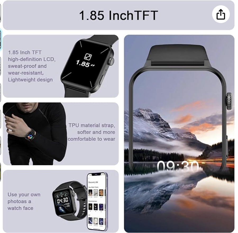 Smart Watch for Men Women - 1.85''HD Screen with Make and Answer Calls