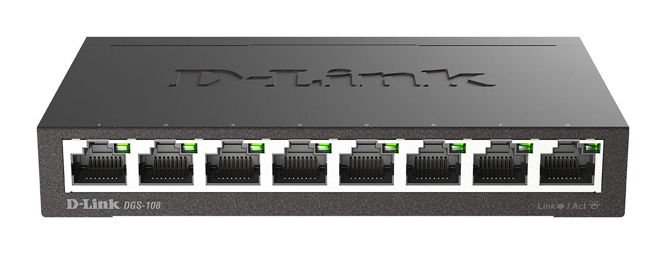 D-Link DGS-108 8-Port Gigabit Switch - Black