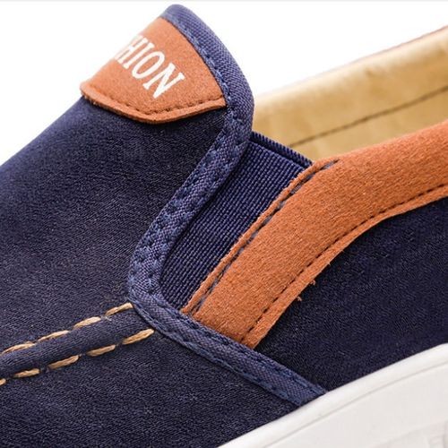 Mens Slipon Shoes Loafers Canvas Casual Sneaker- Blue&White