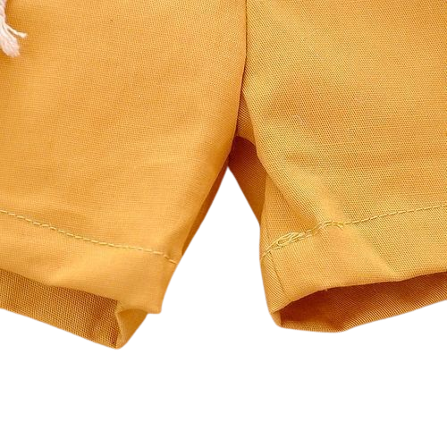 Girls' Letter Short + Shorts Belt Piece Set - Yellow