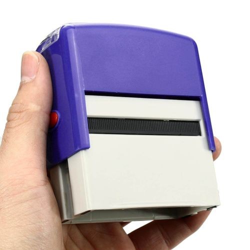 DIY Personalised Inking Rubber Stamp Kit Customised Business Name Address Blue