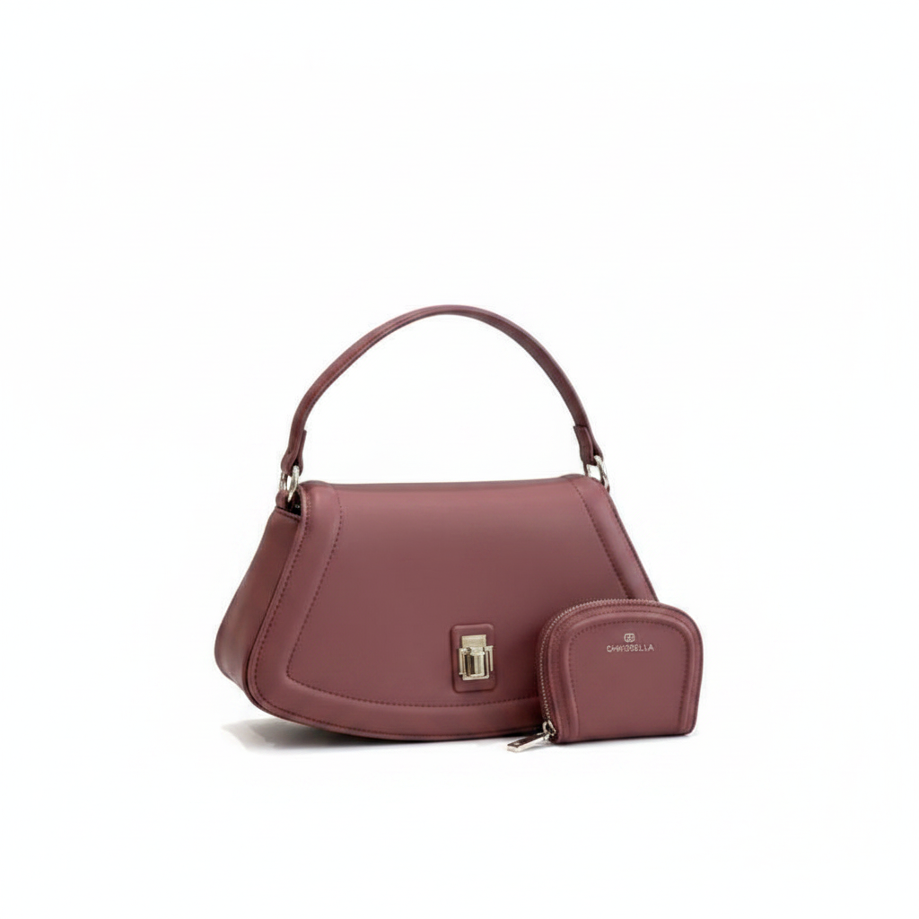 Chrisbella 2pc Shoulder Bag with Coin Purse – Dusty Rose