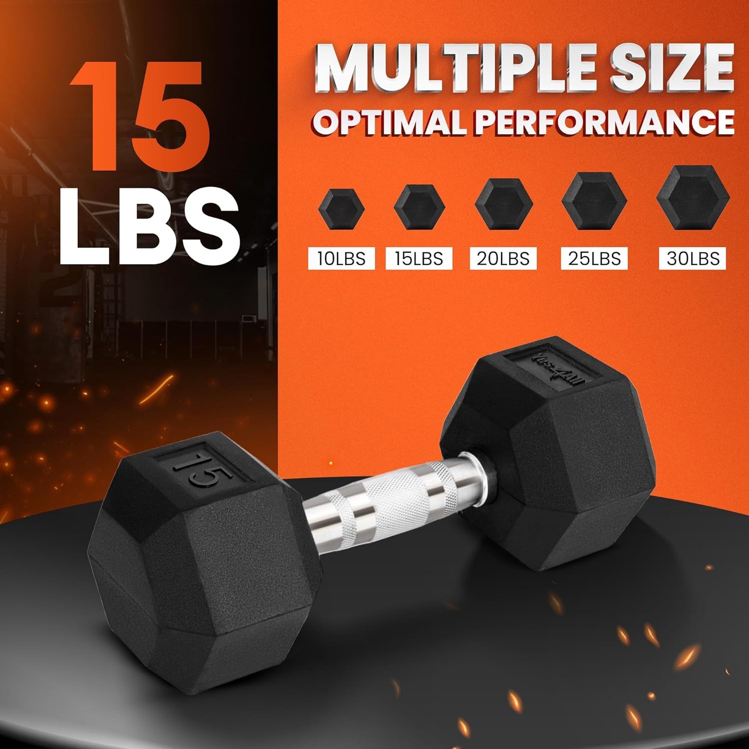 Yes4All Chrome Grip Encased Hex Dumbbells – Hand Weights With Anti-Slip 10-30 LBS Single