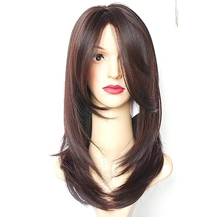 Women Hair Wig Brown 24 Inches Long Straight Wig | Washable Full Head Hair Wig for Birthday, Party, Wedding, Halloween and Cosplay
