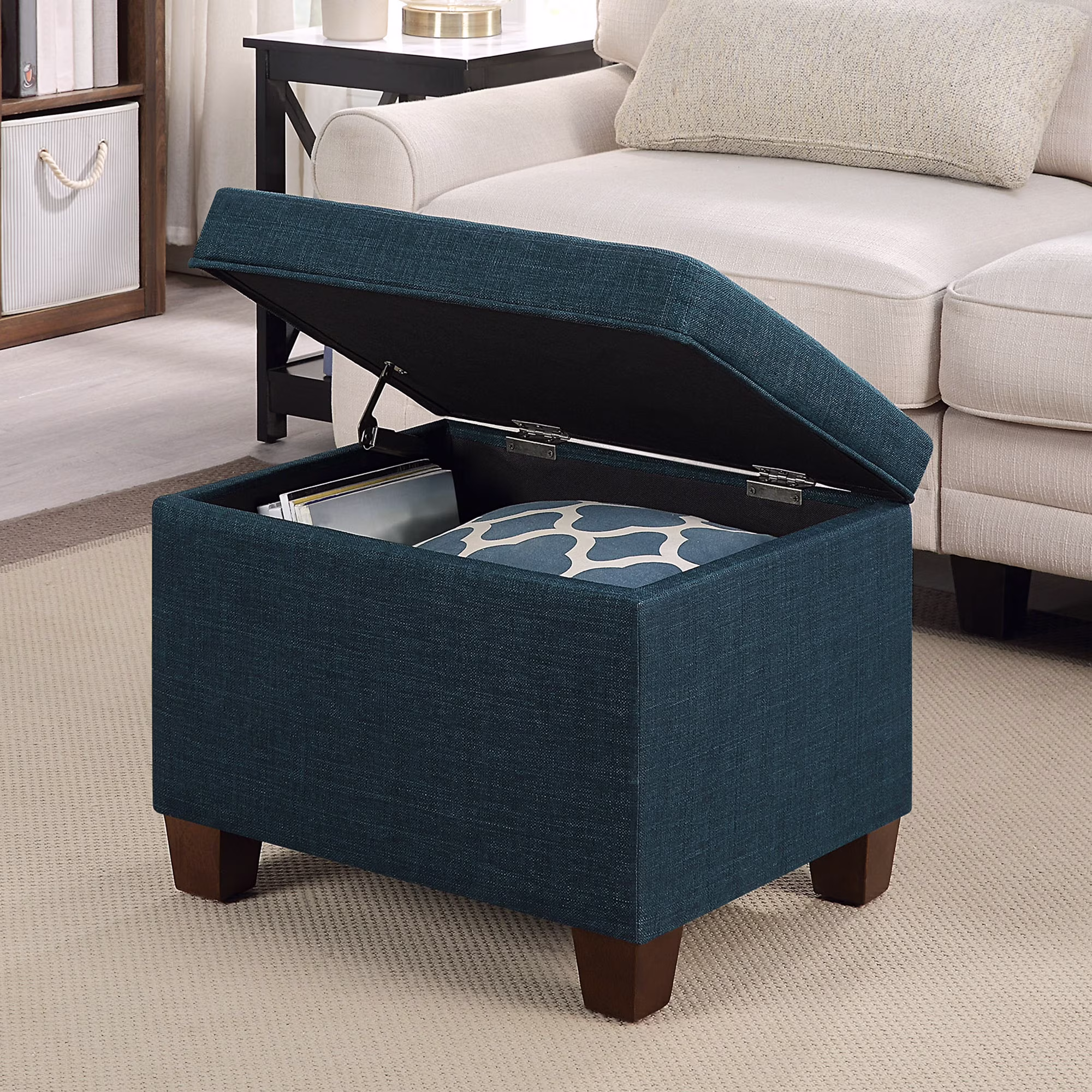 Storage Ottoman - Fabric - Blue