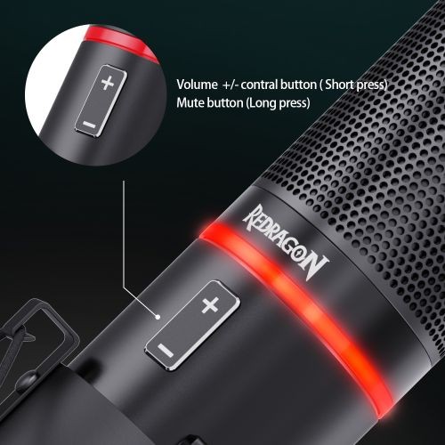 "Redragon GM300 Blazar Metal USB Condenser Microphone for Computer Studio Recording"
