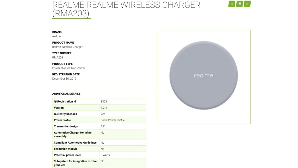 Realme 7.5W Wireless Charger