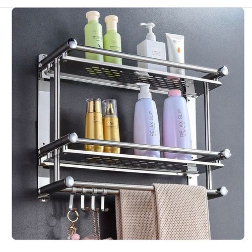Punch- Free Towel Shelves Rack Shower Holder Bathroom Storage Shelf