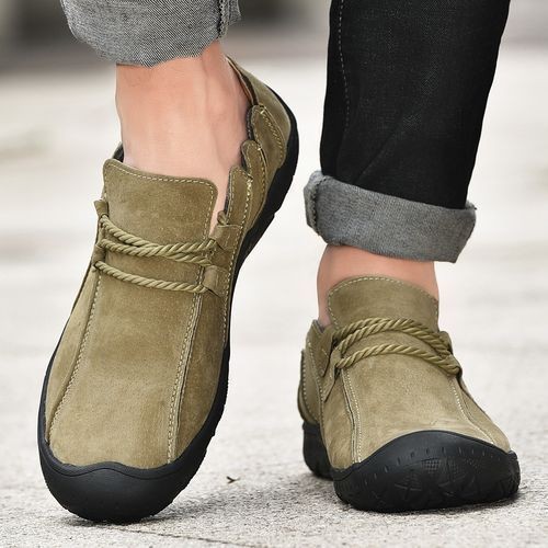 Men's Loafers Suede Leather Casual Ankle Shoes 38-48