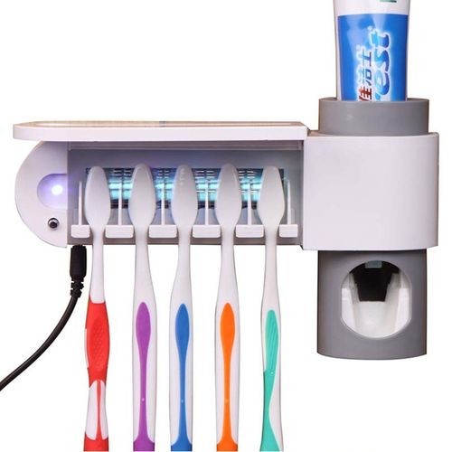 Auto Toothpaste Dispenser UV Toothbrush Sterilizer Holder