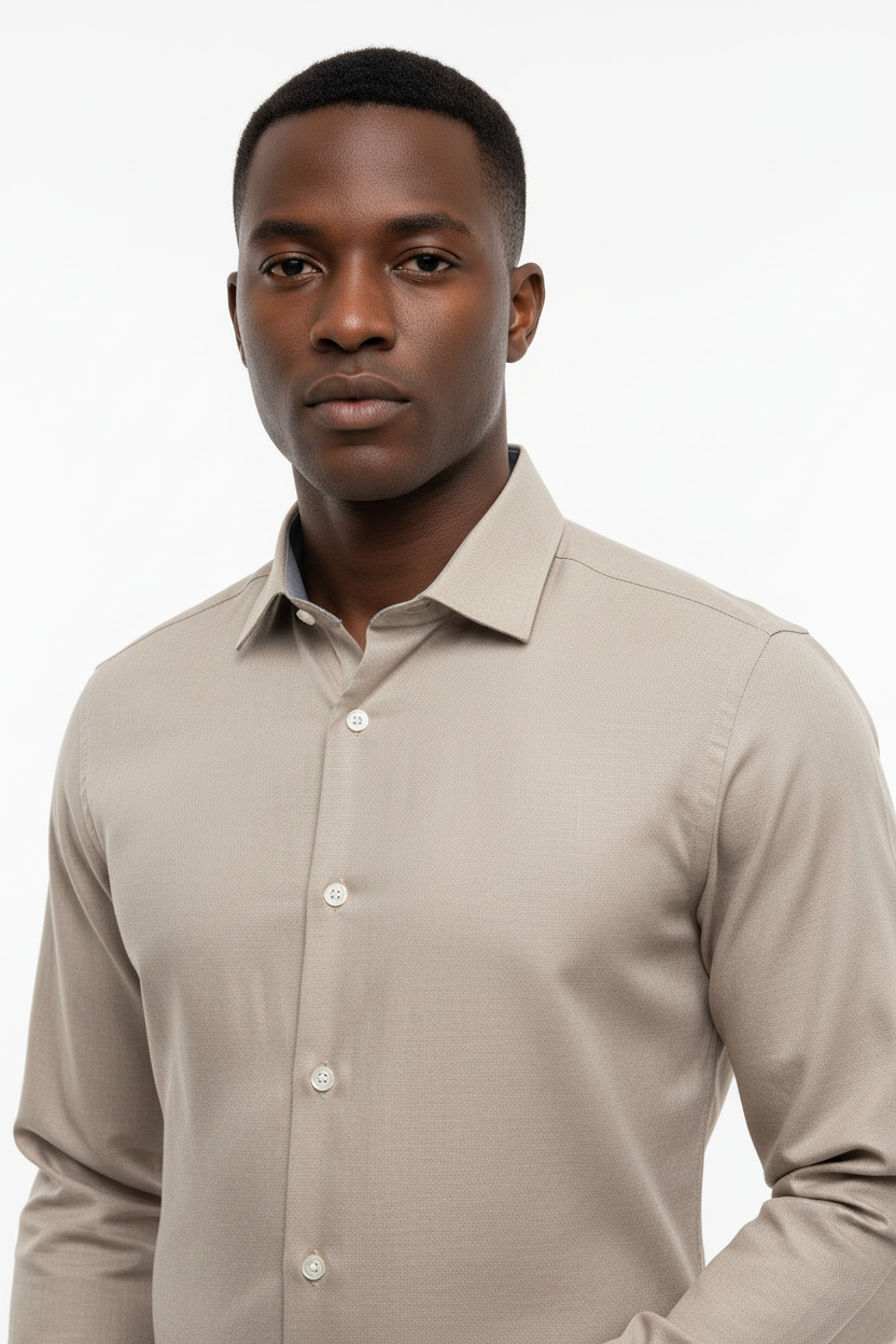 Men's Sand Beige Formal Dress Shirt – Brezzo