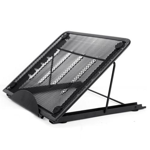 Portable Desktop Folding Cooling Metal Mesh Adjustable Ventilated Holder(Black)