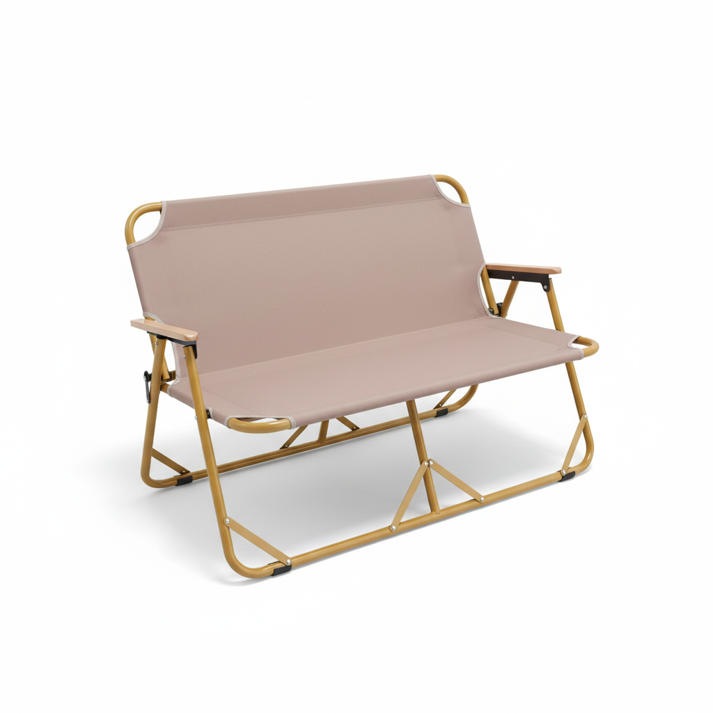 Double Folding Camping Bench Chair
