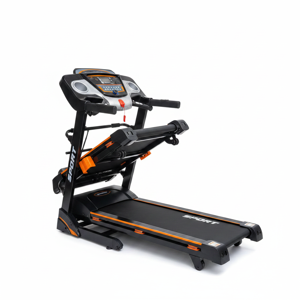 Home & Commercial Treadmill with Speakers, USB, AUX, Dumbbells, Massage Belt & Waist Massager
