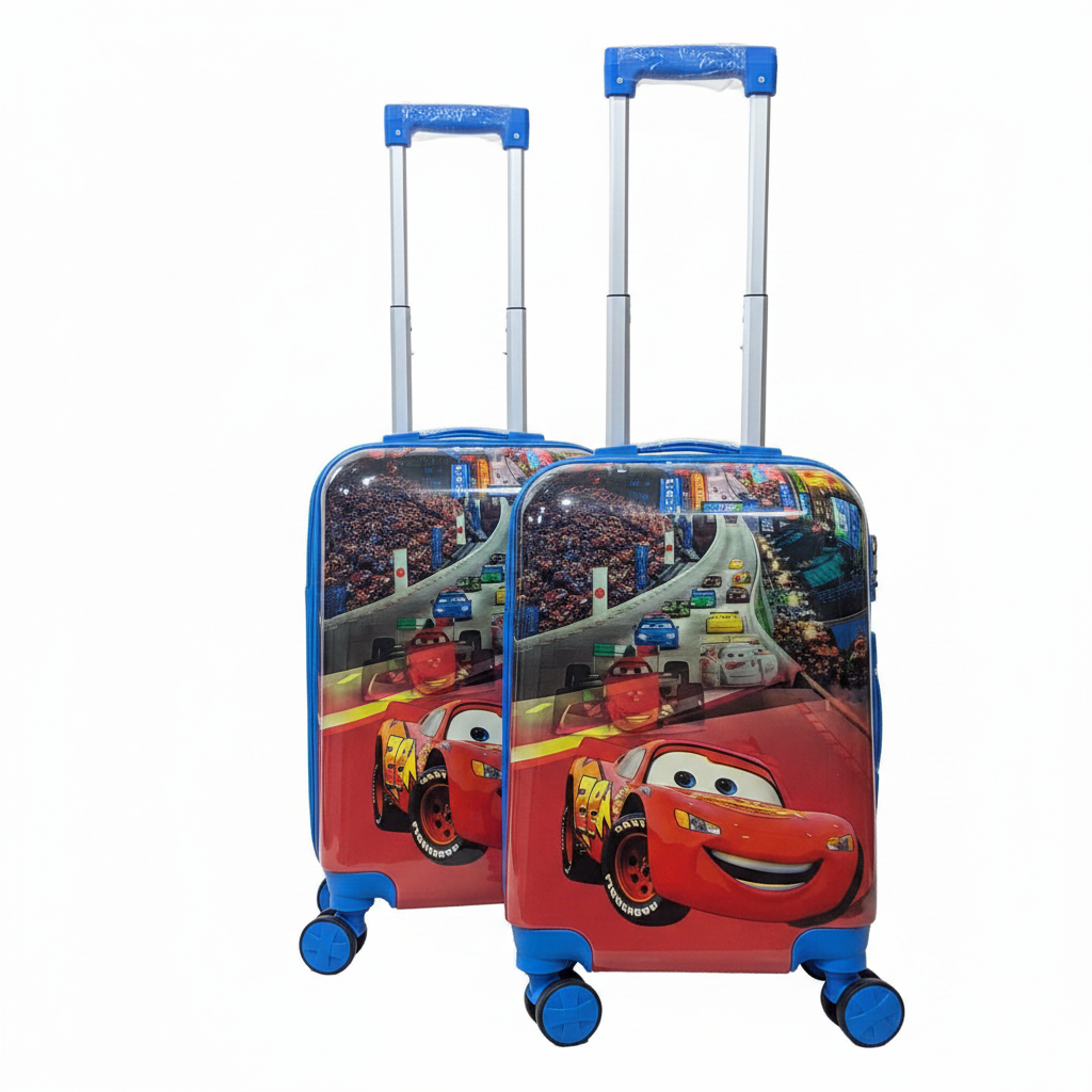 Kids Lightning McQueen Luggage Set of 2 - Hard Shell ABS with Blue Spinner Wheels