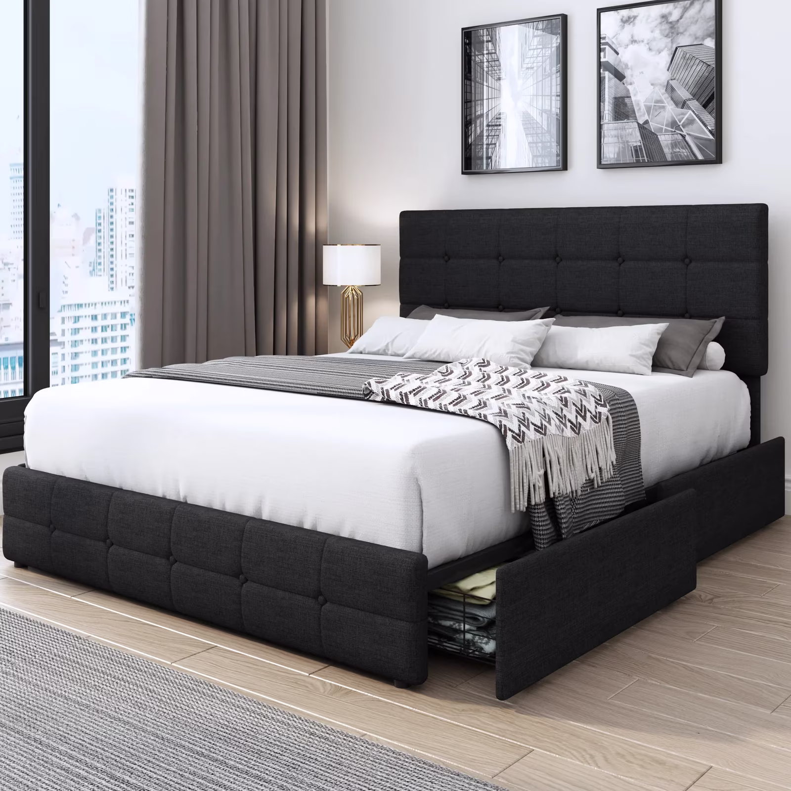 Bed Frame - Queen Size - Black