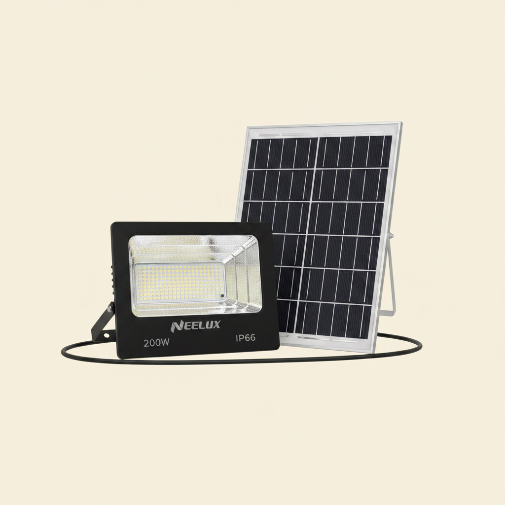 Neelux 200W LED Solar Flood Light IP66 - White Light (Model 59-2000)