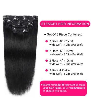 Straight Human Hair Clip in Hair Extensions