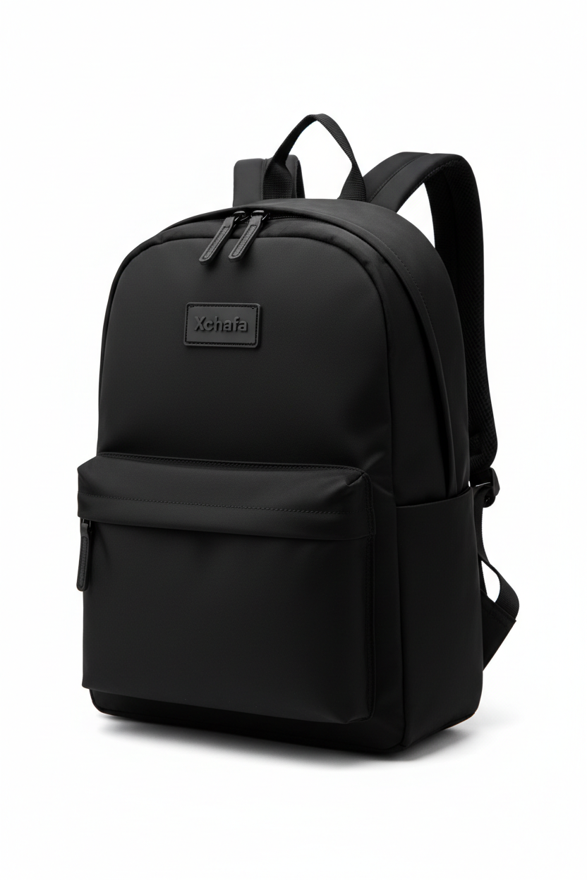 Xchafa Premium Black Backpack - Black Badge Edition (School & Travel)