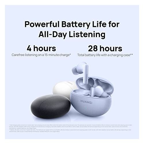 Huawei Free Buds 5i Wireless Earbuds - Noise Cancelling Earphones With Long Lasting Battery Life - Bluetooth And Water Resistant In-Ear Headphones- Blue