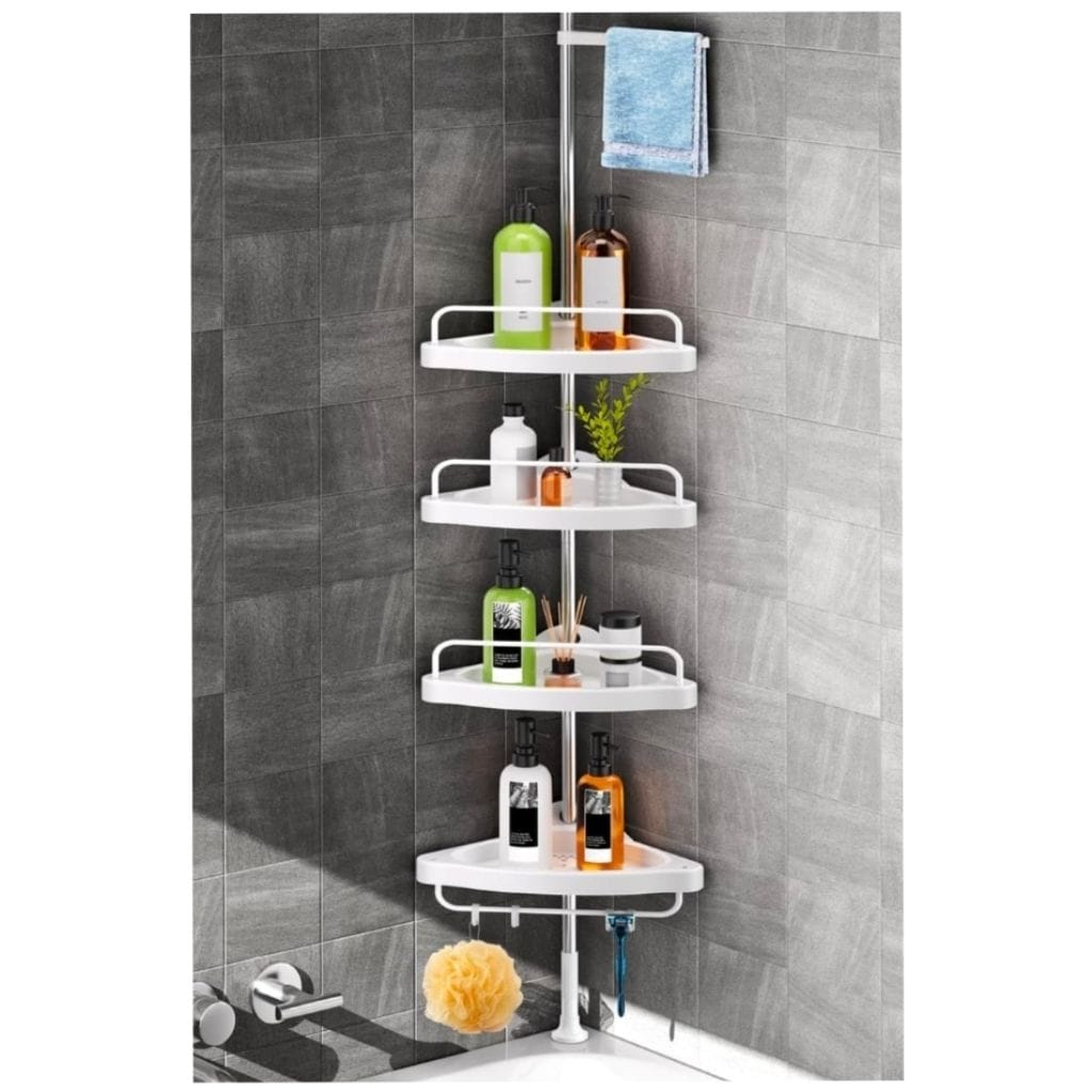 Corner adjustable bathroom rack