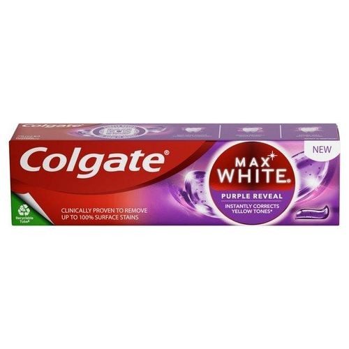 Colgate Max White Purple Reveal Instant Teeth Whitening Toothpaste, With Optic-Color Correcting Technology, 75ml