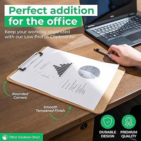 Office Solutions Direct Wood Clipboards with Low Profile Clip (Set of 30) - Bulk Pack of Heavy Duty Classic Clipboards for Classroom, Office, or Calendar Use