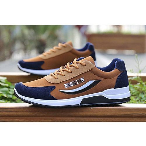 Men's Breathable Comfortable Sneakers Lace Up Hiking Shoes - Brown