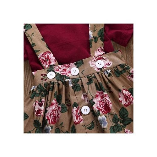 0-18 Months Newborn Baby Girl Multi-Color Floral Suspender Skirt Clothing Set
