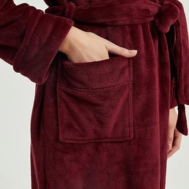 Cotton No Hood Bathrobe - Maroon