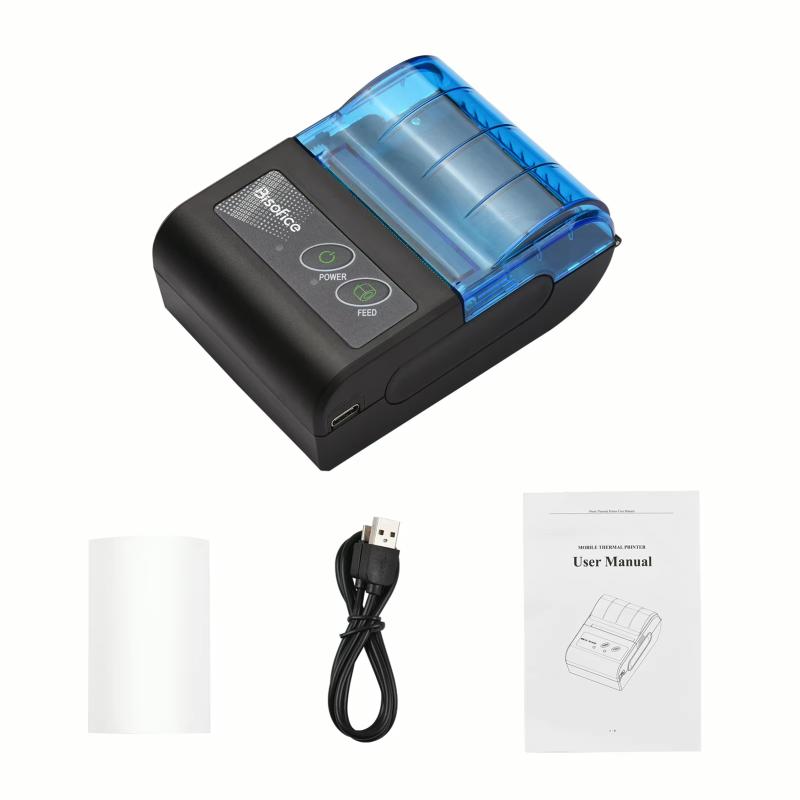 Portable Mini Thermal Printer 2 inch Wireless USB Receipt Bill Ticket Printer with 58mm Print Paper for Restaurant