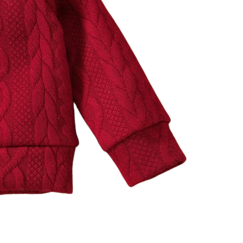 Baby Girls Autumn Winter Twist Knitting Long Sleeve Sweatshirt -Red