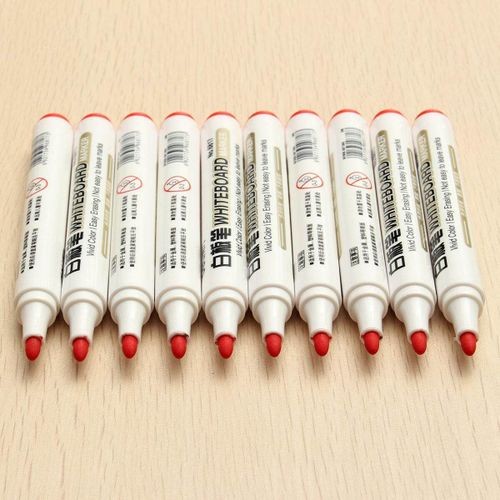10Pcs/pack Whiteboard Marker Red Black Blue Ink Pen Erasable Maker Pen for White Board Stationery Office School Supplies Gift Red (red)