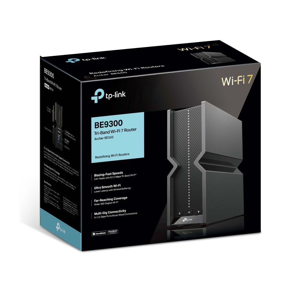 TP-Link Archer BE550 BE9300 Wi-Fi 7 Router - Black