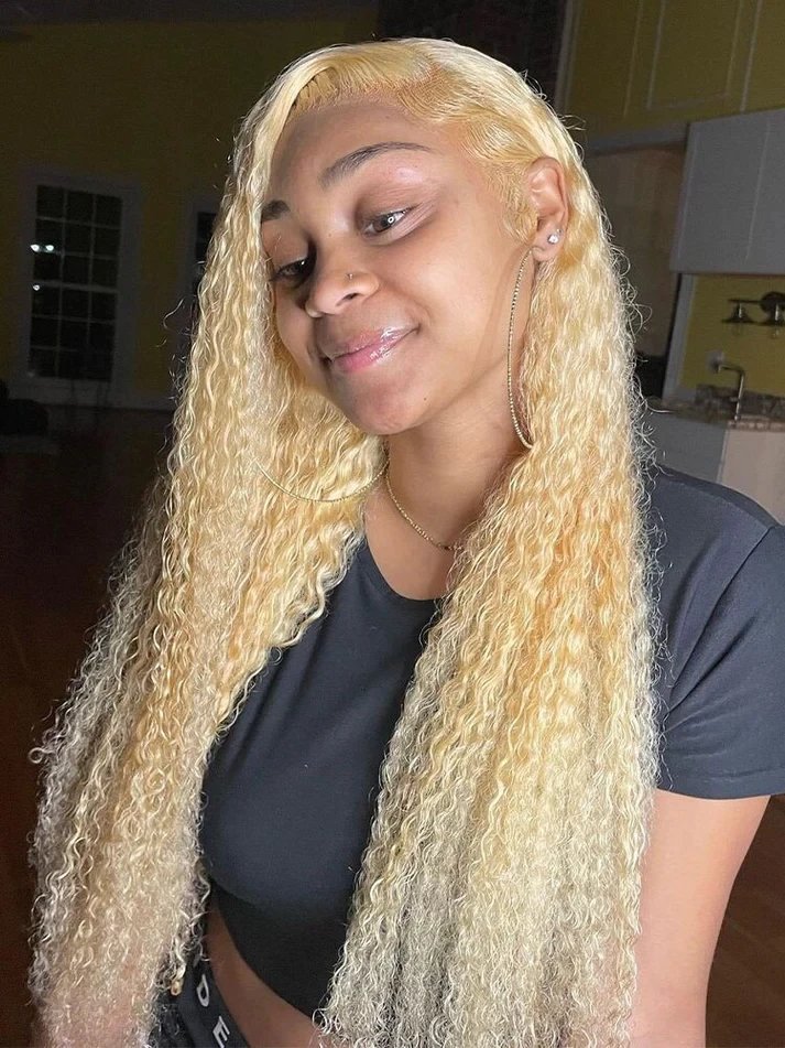 Blonde Brazilian Deep Wave 13x6 Transparent Lace Front Virgin Human Hair Wig