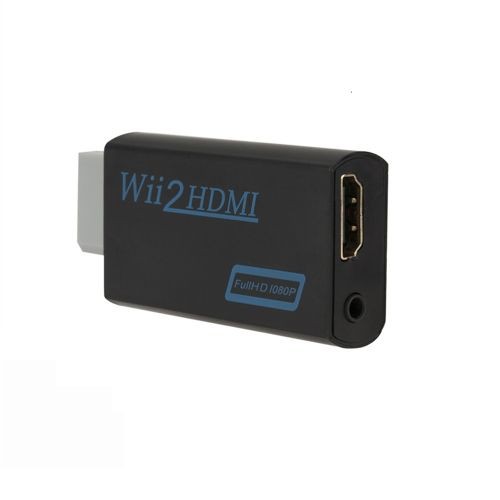 1080P WII-cpmpatible 2HDMI Converter 3.5mm Audio for PC HDTV Monitor Display for WII-cpmpatible To HDMI-compatibleAdapter-black