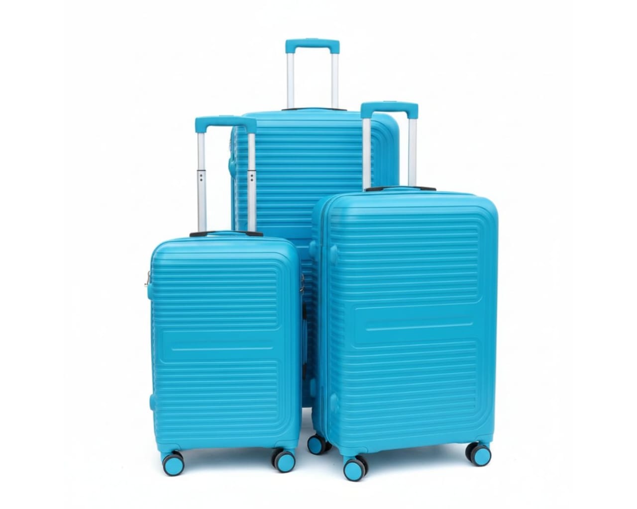 3 piece rubber travel suitcases