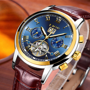 Men's Watch FNGEEN Fashion Luxury Quartz Watch, Men's Sports Waterproof Watch (Brown)