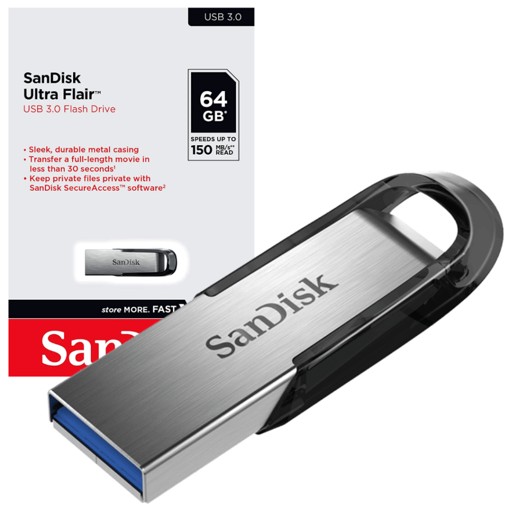 SanDisk Ultra Flair 64GB USB Flash Drive - Silver
