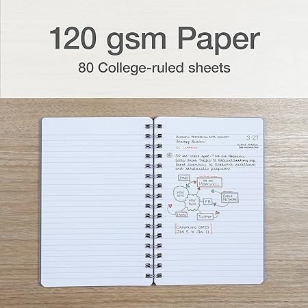Oxford Poly Spiral Notebooks, Small 5.7 x 8.5 Book, Thick Poly Cover, White Paper, College Rule, 80 Sheets/160 Pages, Neutral Colors, 4 Pack (69721)