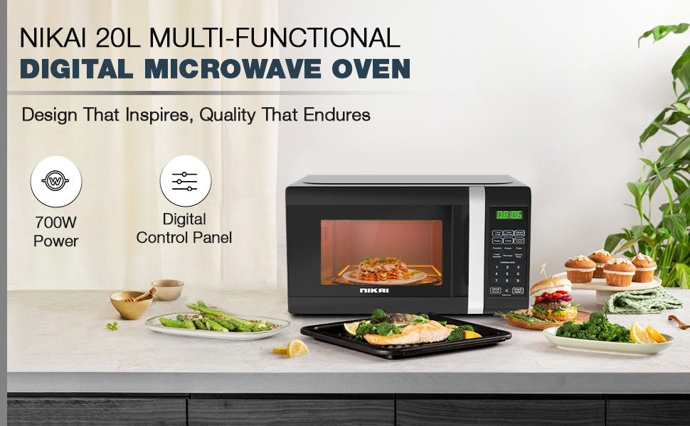 Nikai 20L Microwave Oven - Silver