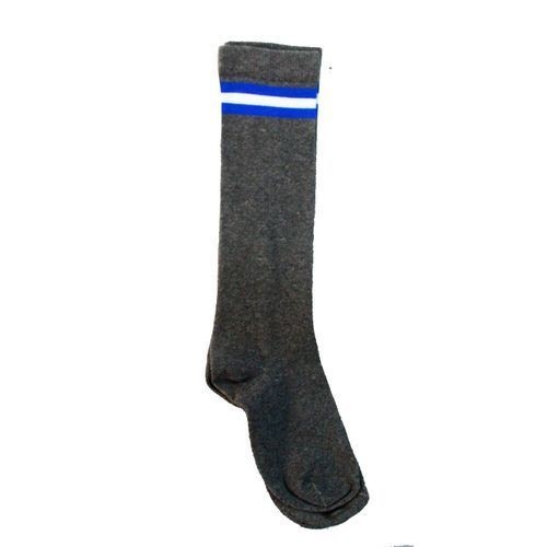 New 3 Pairs Of School Socks- XL With Blue And White Stripes - Grey