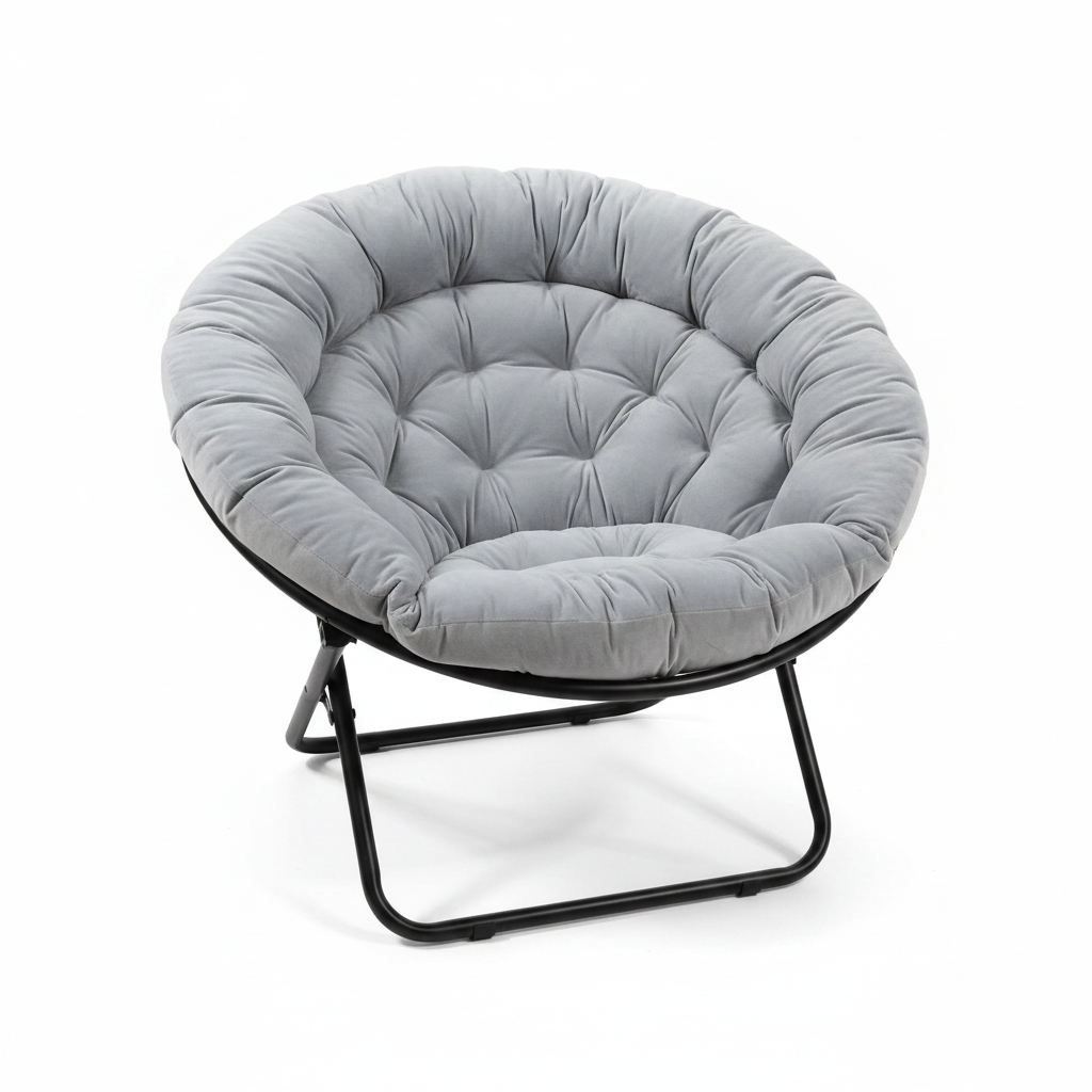 Cozy Oversized Saucer Chair — Grey & Black