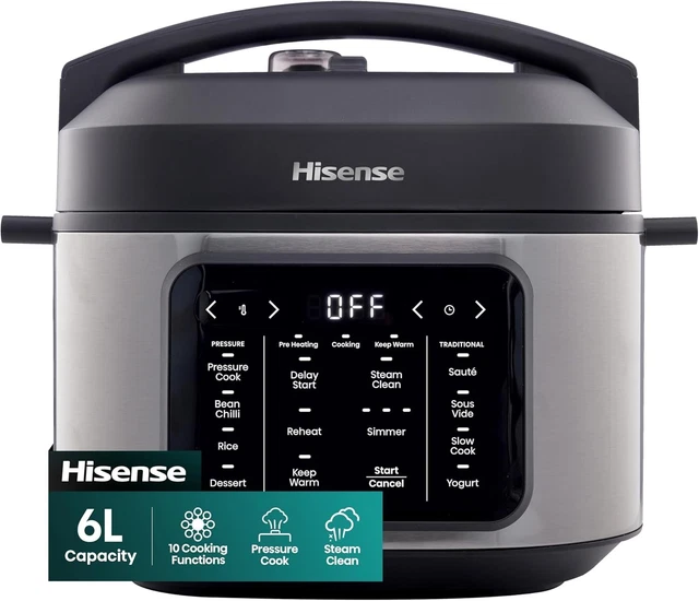 Hisense Electric Pressure Cooker 6L - Silver