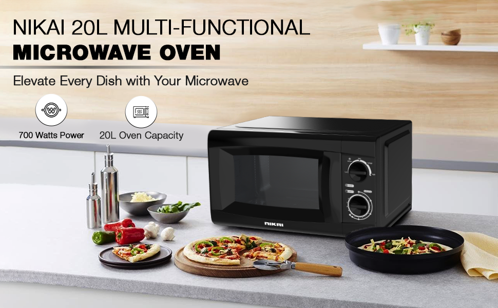 Nikai 20L Microwave Oven - Silver