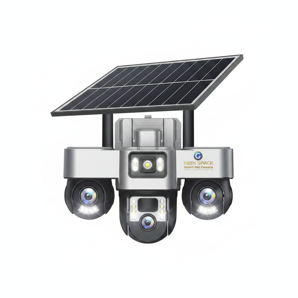 Geek Space 8K UltraHD Solar WiFi Security Camera | Dual Lens | PTZ | Motion Detection | Night Vision | Two-Way Audio