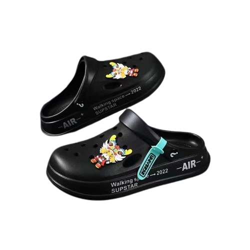 Crocs Sandals Slippers Hole Shoes Men's Thick-soled Non-slip Breathable Black