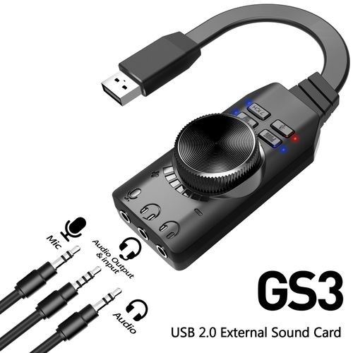 GS3 USB 2.0 External Sound Card Virtual 7.1 Channel - Black