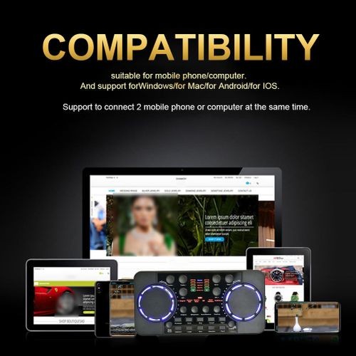 "V300 Pro Live Sound Card: 10 Effects, Bluetooth 4.0 Mixer for Phone PC DJ Studio"