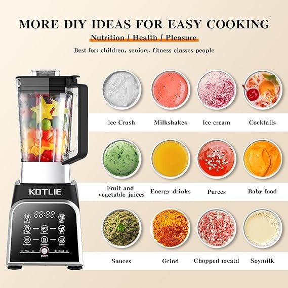 2000W Blender Smoothie Makers with 8 Preset Programs Blender 28000RPM High Speed Jug Blender,Smoothie Blender for Juices/Ice Crush/Mixing/Soup and BabyFood 2L